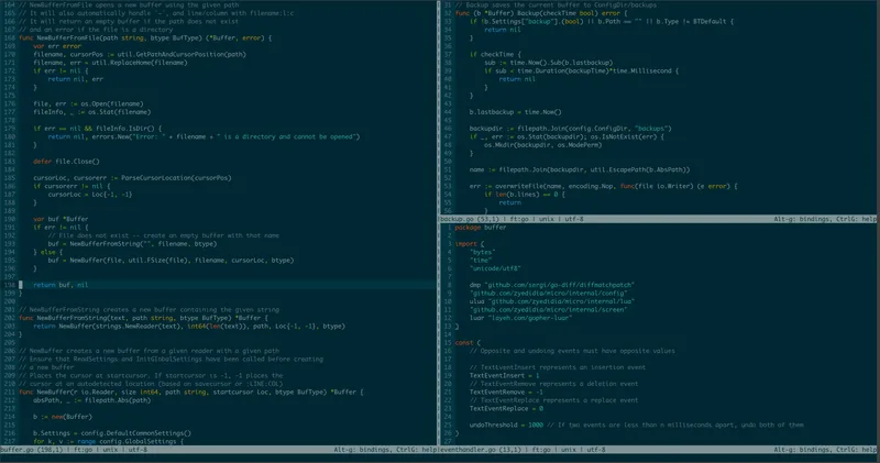 Captura de pantalla de Micro editando código